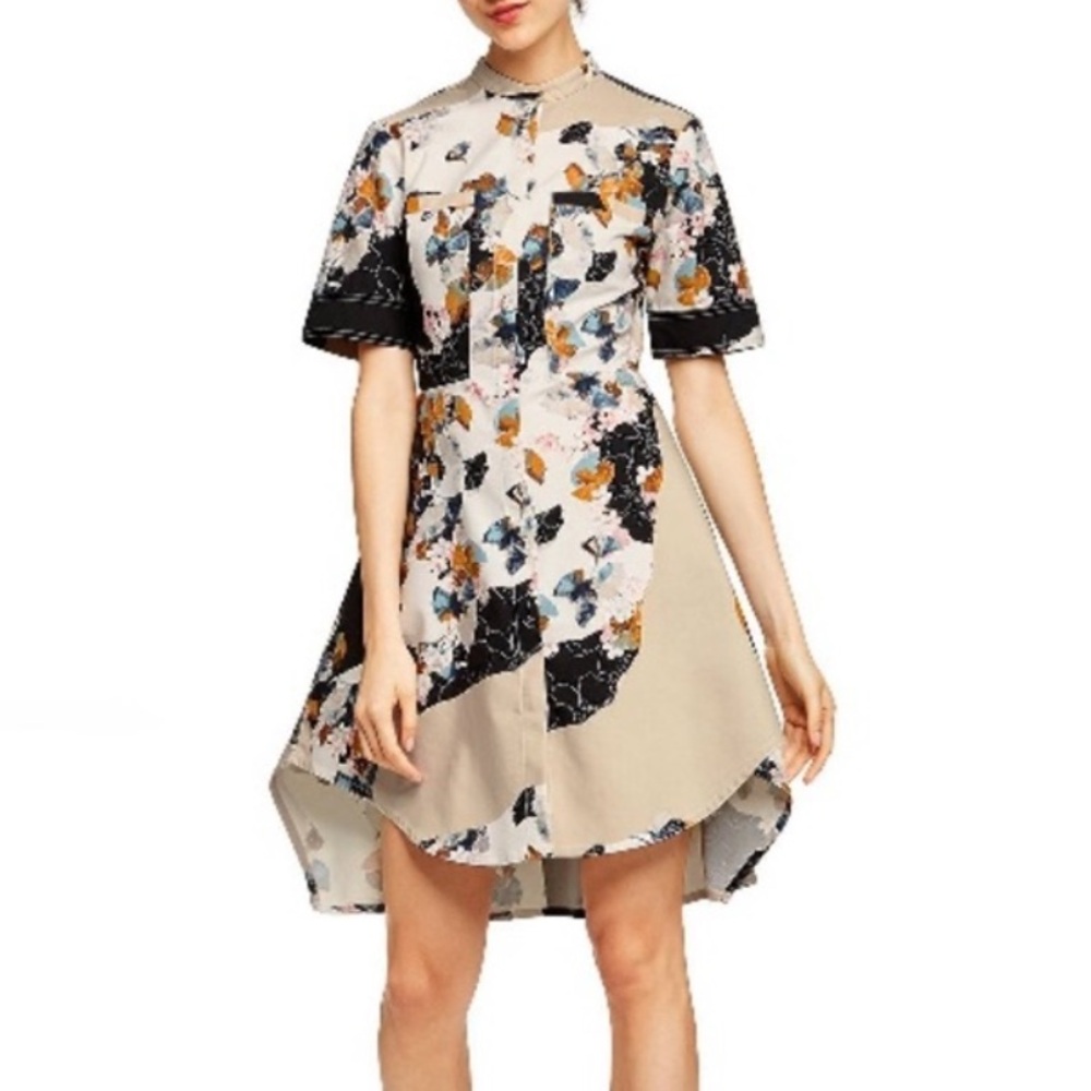 3.1 Phillip Lim x Target | Zip Front Woven Shirt Dress Paper Floral Print (M)